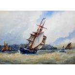 Frederick James Aldridge (1850-1933), Off Dartmouth, watercolour, signed and inscribed, 25cm x 36cm.