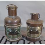 Two copper glazed ship lanterns, late 19th century, one stamped GM Hammar, the largest 52cm high.