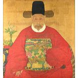 An ancestor portrait, probably Korean, 17th/18th century, painted on silk,