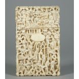 A Canton ivory rectangular card case, late 19th century,