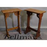 A pair of 20th century oak side tables, 55cm wide x 85cm high.