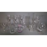Glassware, comprising; assorted 20th century drinking glasses, four Lalique glasses,