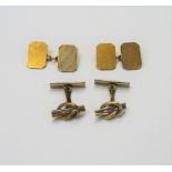 A pair of 9ct gold cut cornered rectangular cufflinks,