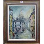 George Hahn (20th century), View towards Sacre Coeur, oil on board, signed, 46cm x 35.5cm.