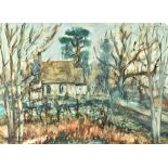 Paul Maze (1887-1979), The Chapel grounds, watercolour, signed, 56cm x 76cm.