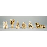 A group of six Japanese ivory netsuke, late 19th/early 20th century,