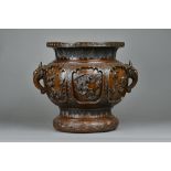 A good and large bronze jardiniere, probably Chinese, late 19th century,