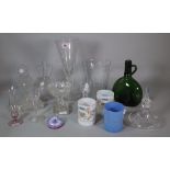 A group of glassware, 19th/20th century, to include a tall `jacobite' type engraved goblet,