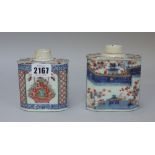 A Chinese porcelain Dutch-decorated tea canister, early 18th century, of canted rectangular form,