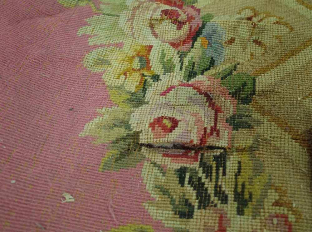 A Savonnerie carpet, French, the plain pale pink field with trellis spandrels and floral garlands, - Image 13 of 16