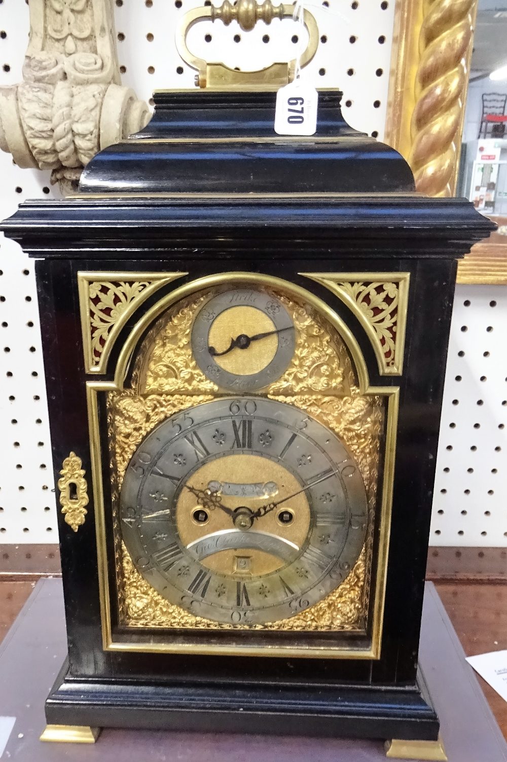 A giltmetal-mounted ebonised bracket clock Inscribed George Clarke, - Image 4 of 10