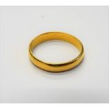A 22ct gold plain wedding ring, Birmingham 1955, ring size Q, weight 3.6 gms.