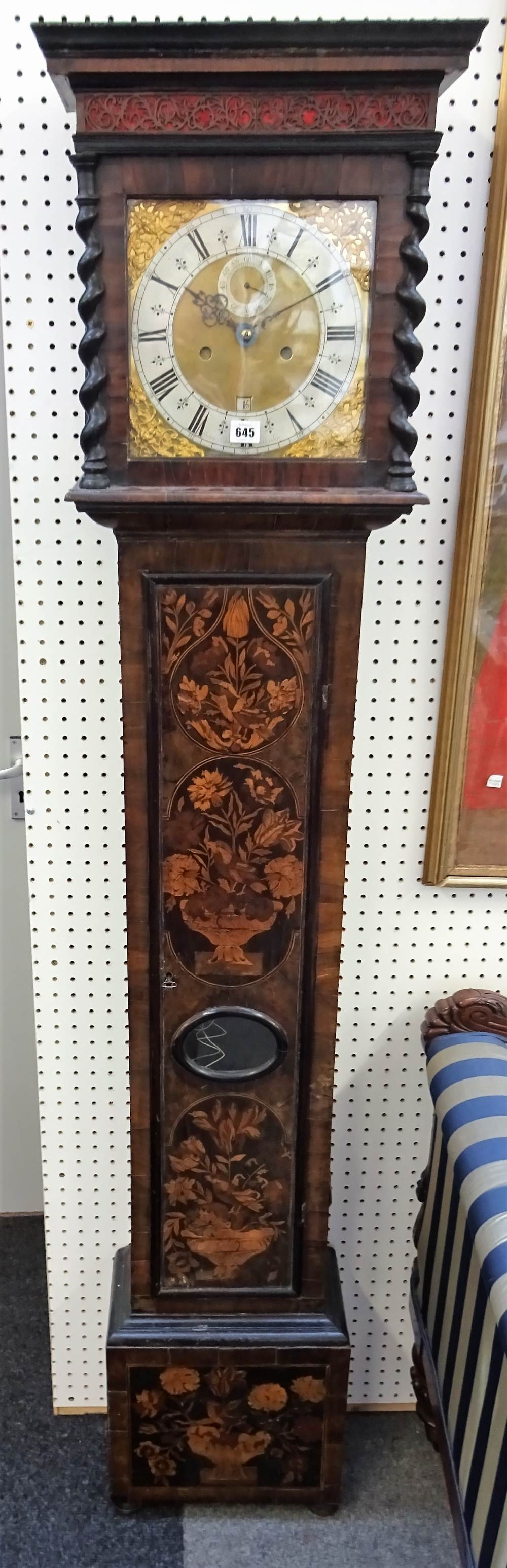 A walnut and marquetry longcase clock By Solomon Bouquet, London, - Image 5 of 27