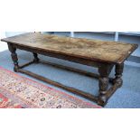 A 17th century and later oak refectory table,