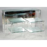 A modern clear perspex and glass rectangular console table, 123cm wide x 77cm high,
