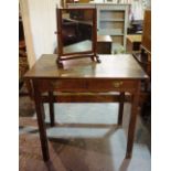 A mid-18th century mahogany single drawer side table on square supports,