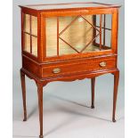 An Edwardian satinwood banded mahogany display cabinet,