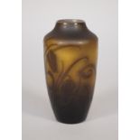 A St Louis cameo glass vase, foliate decoration, signed 'St Louis, Nancy', 15cm high, (a.f.).