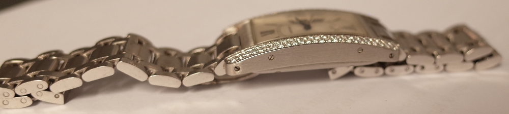 Cartier; a diamond set 18ct white gold Tank Americaine wristwatch, model number 1726, - Image 5 of 11