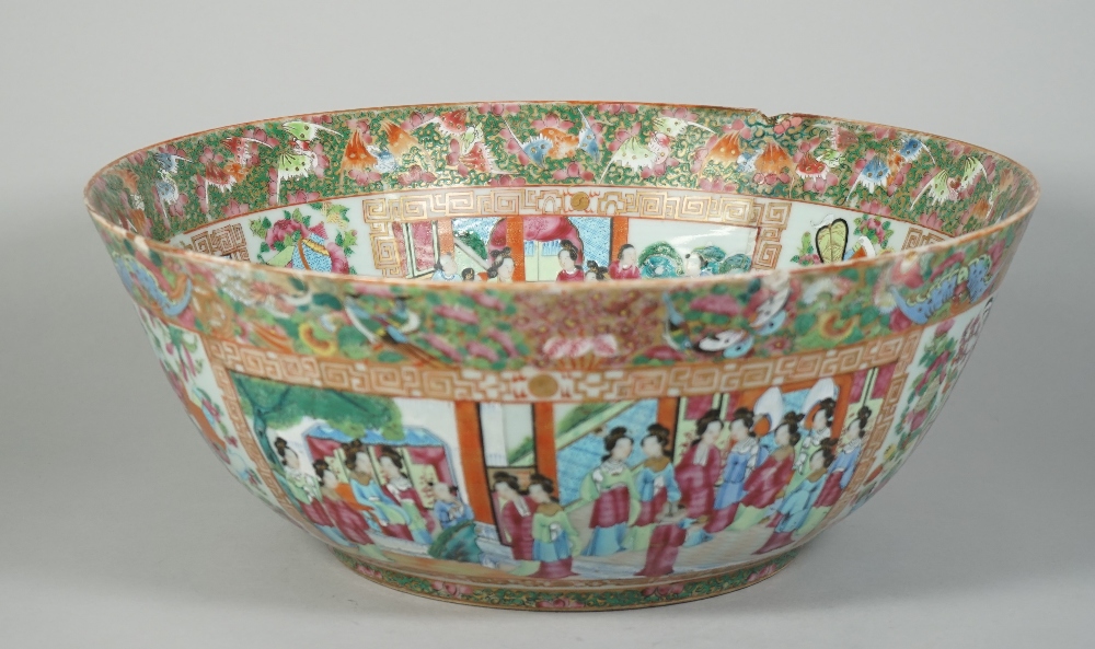 A Canton famille-rose punchbowl, 19th century,