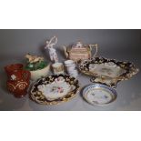 Ceramics, including; a group of 18th century and later ceramics, including lustre plates,