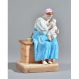 A Russian biscuit porcelain figure of mother and child, Gardner factory, late 19th century,