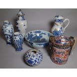 Asian ceramics,a group of 18th century and later decorative vases, mainly blue and white, (qty).