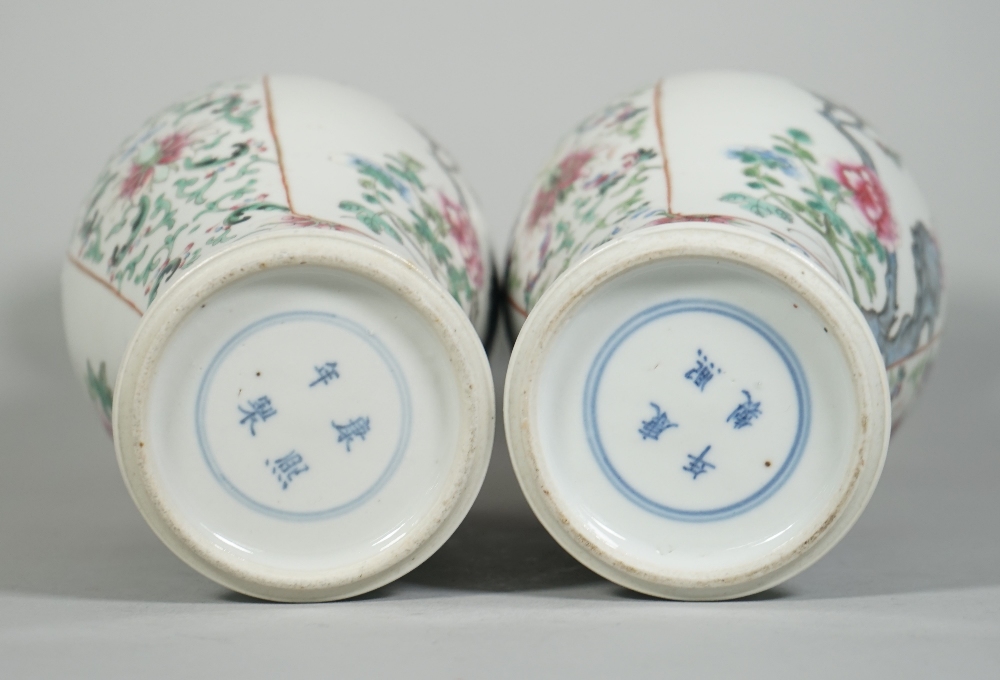 A pair of Chinese famille-rose slender baluster vases, circa 1900, - Image 7 of 16