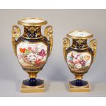 A garniture of three English porcelain two-handled vases, possibly Davenport, circa 1820-30,