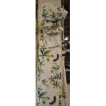 Curtains; a pair of lined and interlined curtains with passion flower decoration,