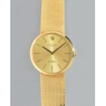 A Rolex Geneve Cellini 18ct gold, circular cased gentleman's bracelet wristwatch,