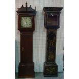 An 18th century chinoiserie decorated longcase clock case and a 19th century mahogany longcase