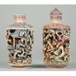 Two Chinese ivory snuff bottles and a stopper, early 20th century,