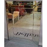 A modern marginal rectangular wall mirror, with bevelled glass, 90cm wide x 122cm high.