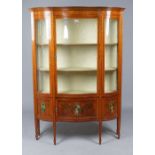 An Edwardian polychrome painted satinwood display cabinet,