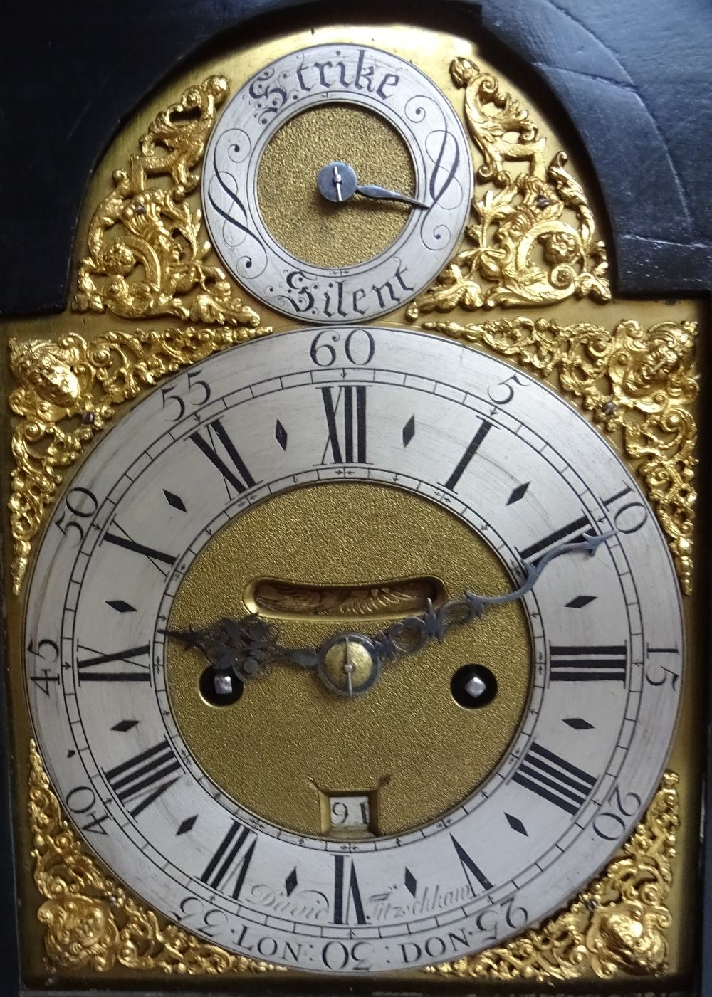 A George II gilt brass-mounted bracket clock By David Fitzschkaw, - Image 2 of 3