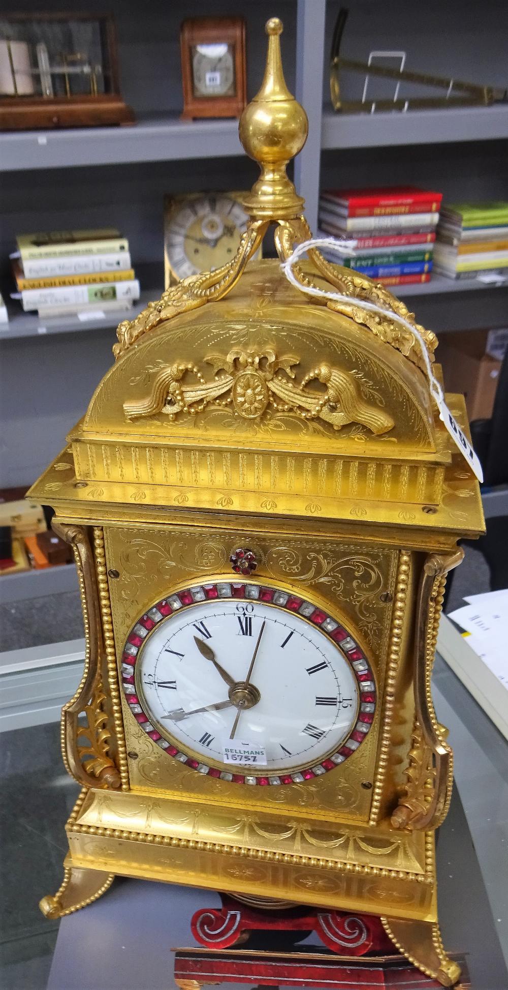 A rare Chinese ormolu and paste-set mantel clock In the style of John Mottram or Henry Borrell, - Image 3 of 9