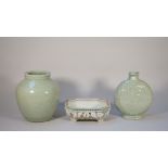 A Chinese celadon glazed oviform jar, probably 19th/20th century,