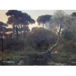 Paul Alfred de Curzon (1820-1895), A wooded pool, oil on canvas, signed, 72cm x 99cm.