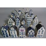 A quantity of KLM porcelain blue and white models of houses, (qty).