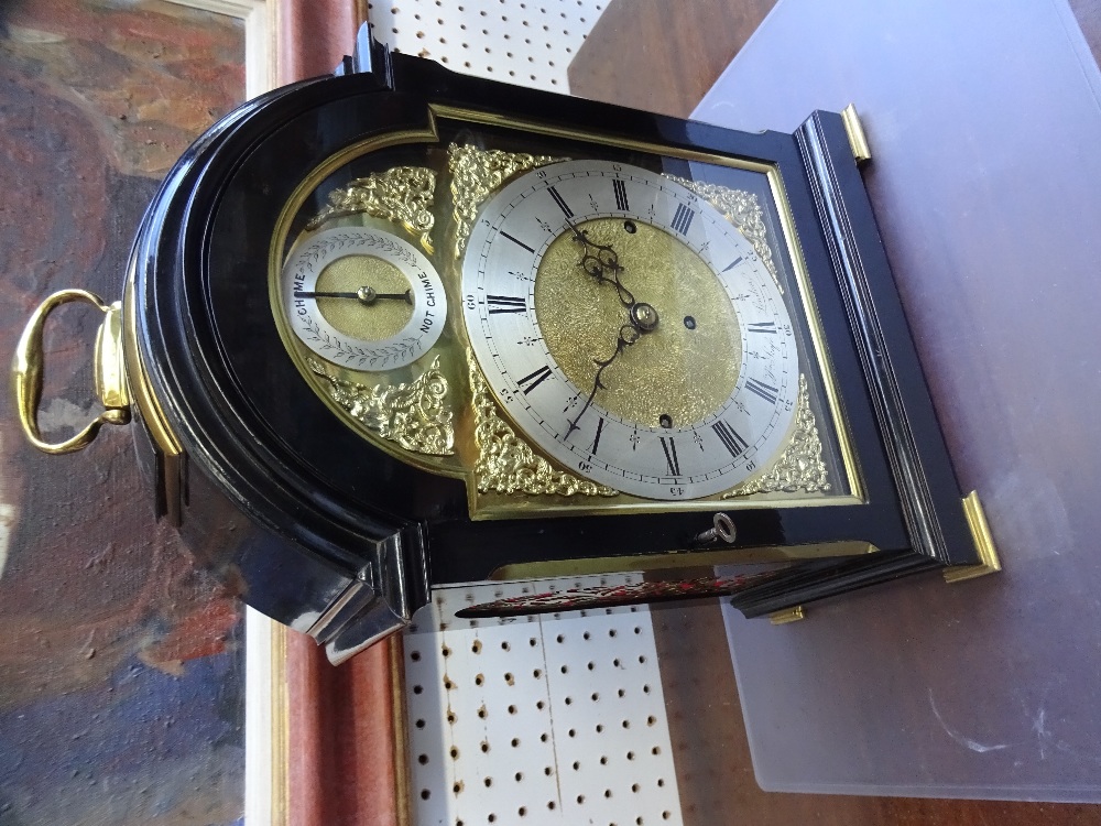 An Edwardian brass-mounted ebonised quarter chiming bracket clock The dial inscribed Wm. - Image 2 of 6