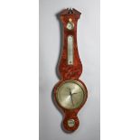 A late George III mahogany and boxwood outlined wheel barometer Signed M.