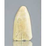 A mid-19th century scrimshaw whale tooth,