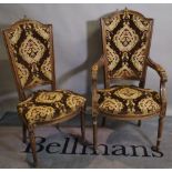 A set of six 20th century Louis XVI style stained beech dining chairs,
