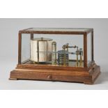 An Edwardian oak cased barograph Signed Turnbull & Co.