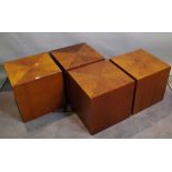 A group of four 20th century hardwood side tables of cube form, 45cm sq., (4).