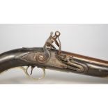 An East India Company flintlock pistol dated 1808, with circular steel barrel, 23cm,