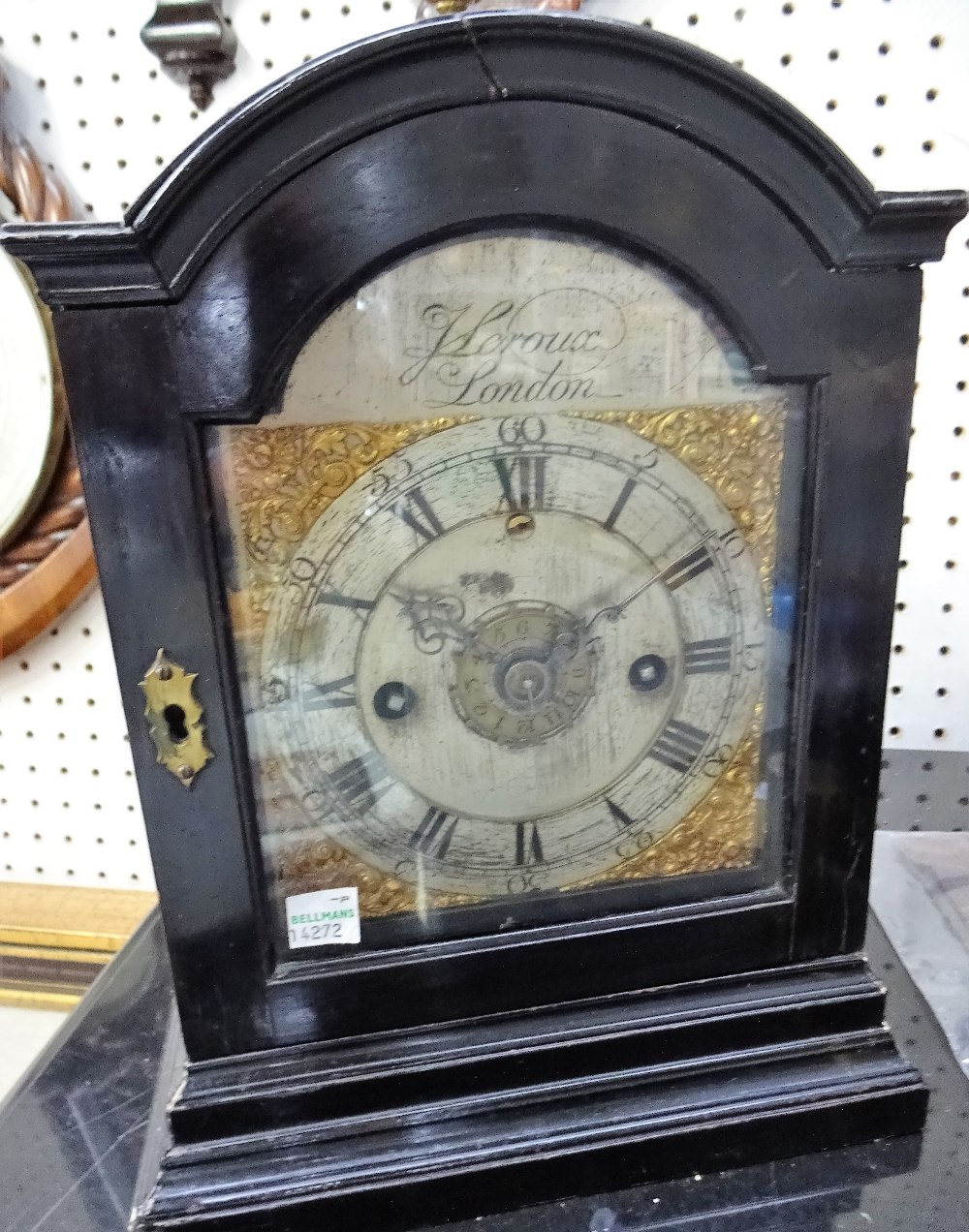 A George III ebonised bracket clock with alarm By John Leroux, - Image 2 of 6