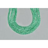 A collection of eight faceted emerald bead necklaces, each approximately 45cm long, gross weight 70.