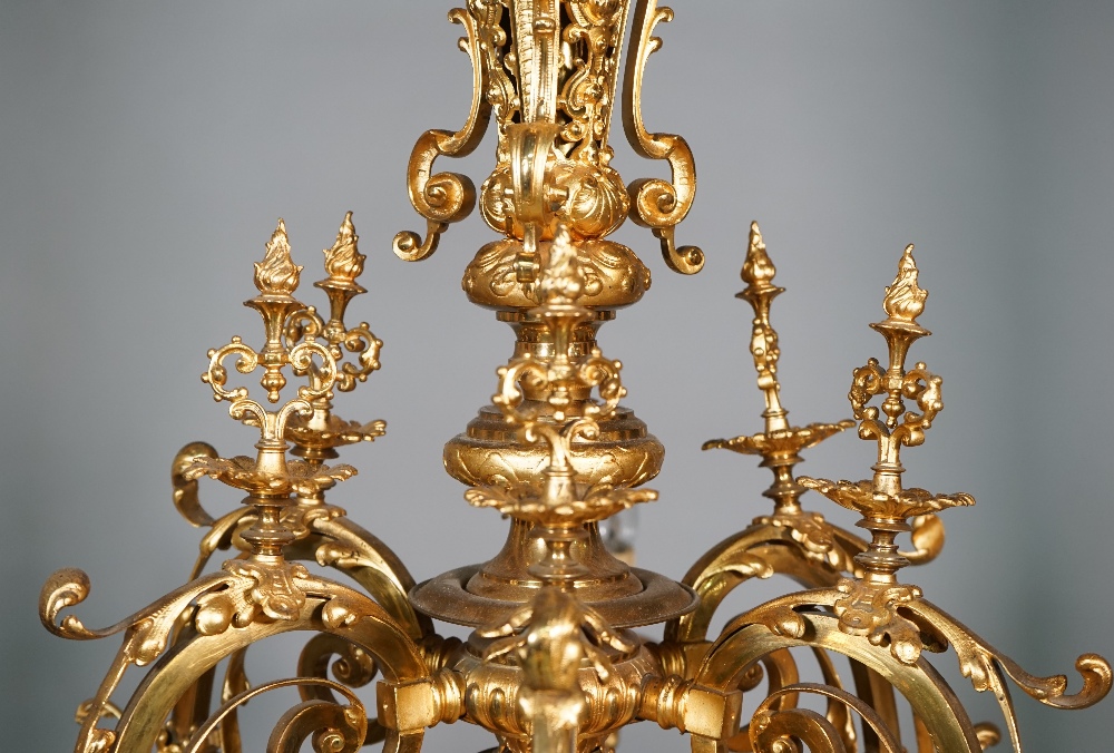 An ormolu six branch chandelier, Louis XVI style, foliate cast form, 116cm high. - Image 5 of 6